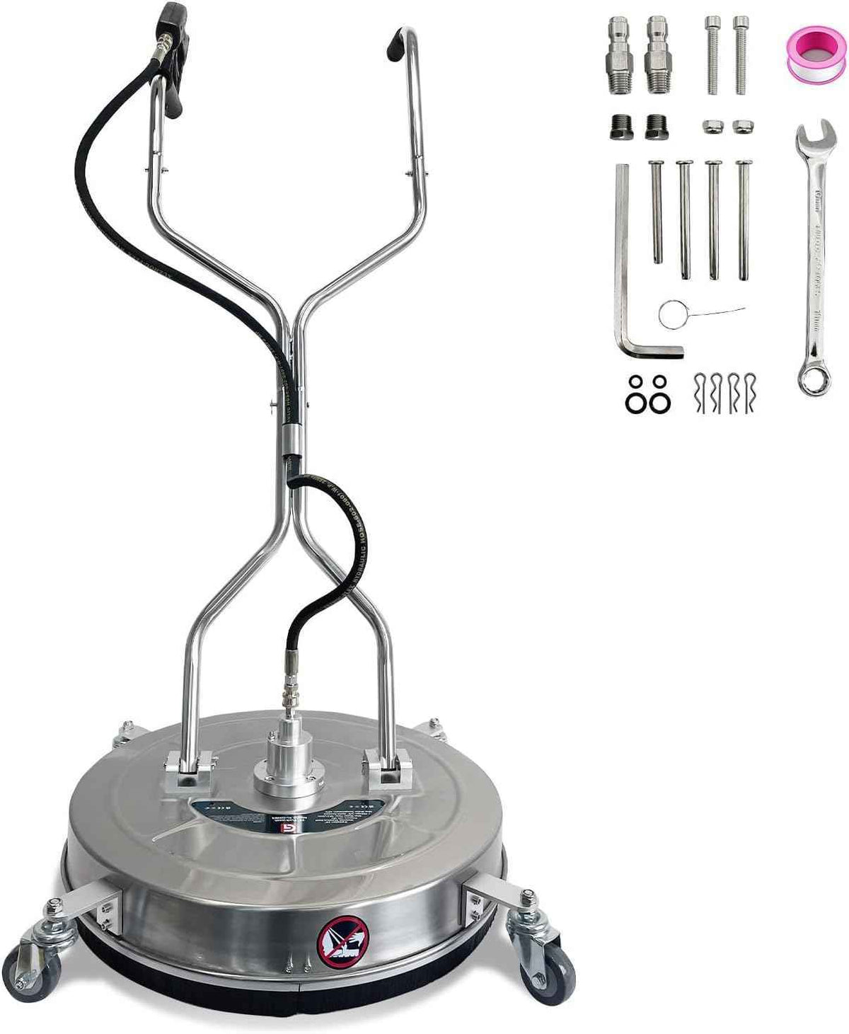 Garvee 24 in Pressure Washer Surface Cleaner with 4 Wheels&Dual Handles, 4900PSI Stainless Steel Surface Cleaner Attachment for Pressure Washer for Concrete Driveway Sidewalk Deck Patio
