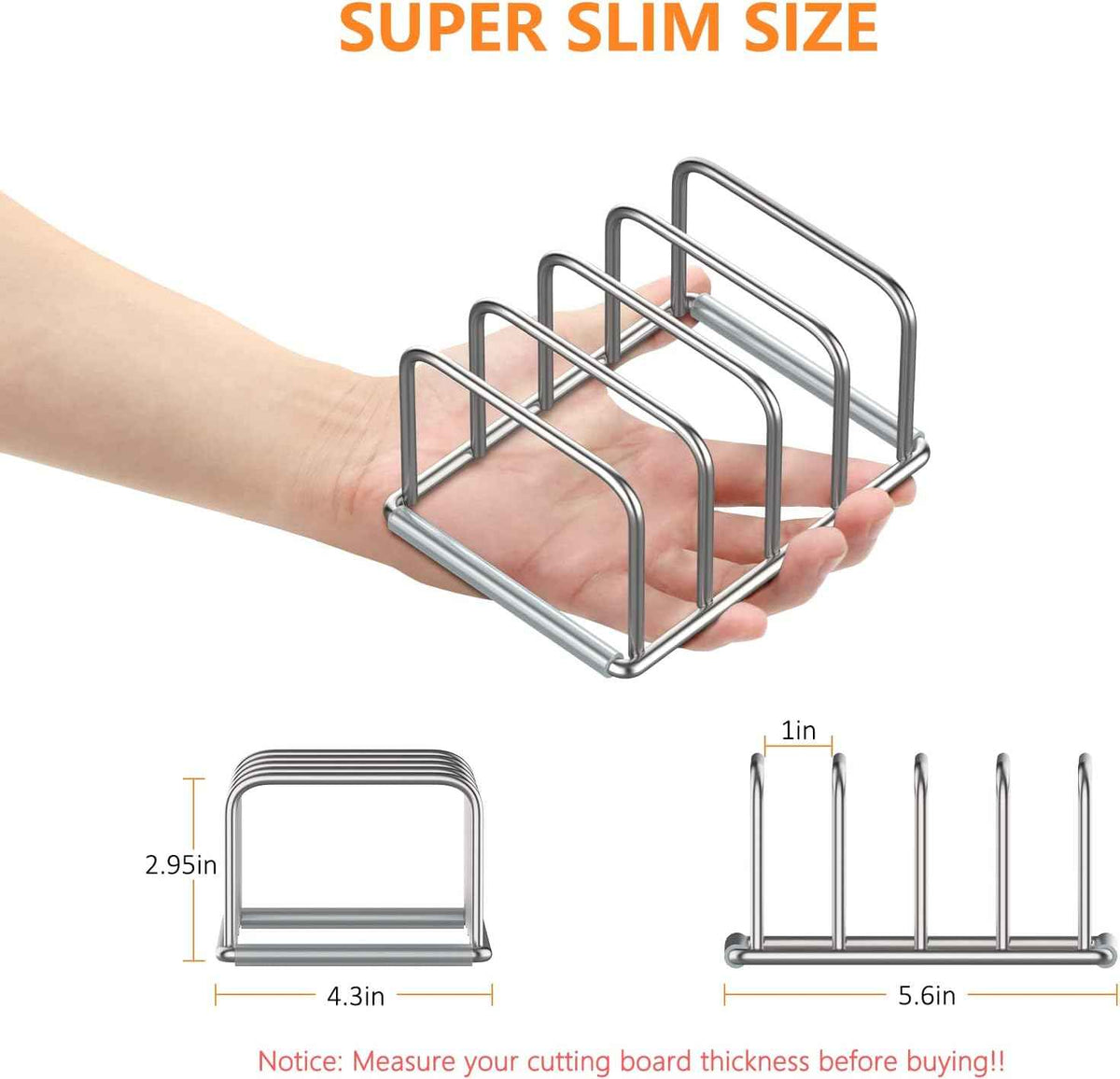 Cutting Board Organizer Stand, 304 Stainless Steel, 1.0 Inch Slots