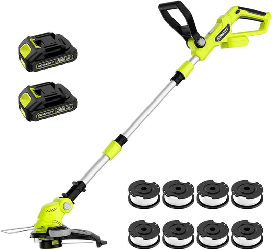 20V Electric Weed Wacker Cordless Edger Lawn Tool 2 X 2.0Ah Battery Powered Weed Eater with Charger, 12 Inch Lightweight String Trimmer, Auto Line Feed Grass Cutter Lawn Mower Garden Tools Yard Green