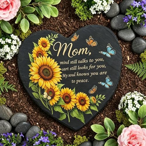 Sympathy Gifts for Loss of Loved One with Bracket, Memorial Garden Stones in Memory of Mom Gifts, Condolence Bereavement Gift for Garden Outside, or Home Decor 7.87inch