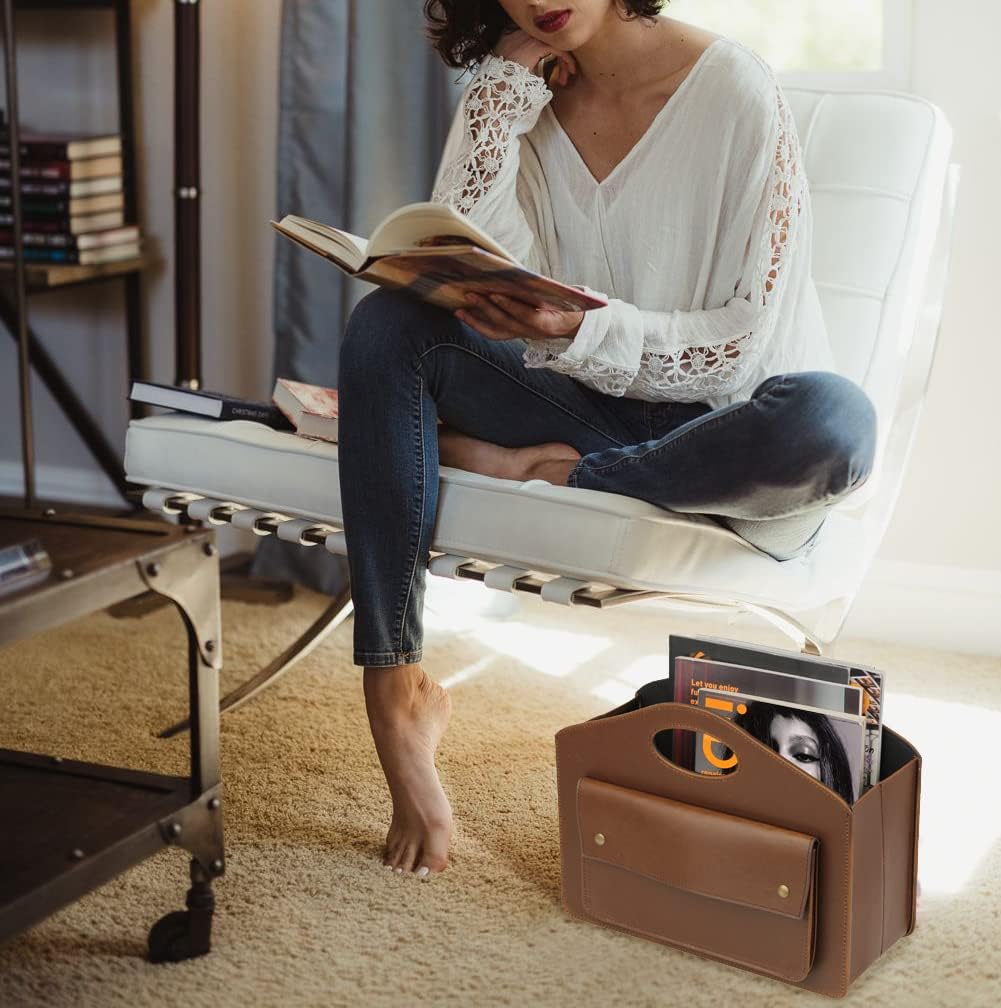 Foldable Magazine Holder – Freestanding Leather-Look Storage
