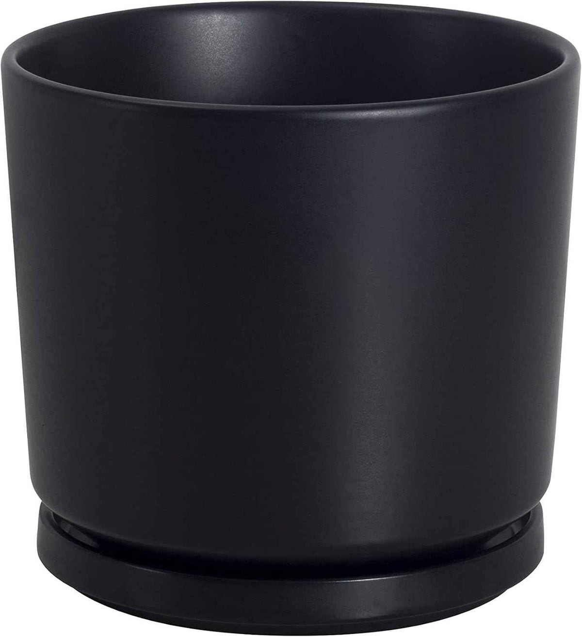 Ekirlin 7 inch Plant Pots,Ceramic Flower Planters Indoor,Modern Succulents Containers with Drain Hole Saucer,Decorate Home,Office & Outdoor (Black)