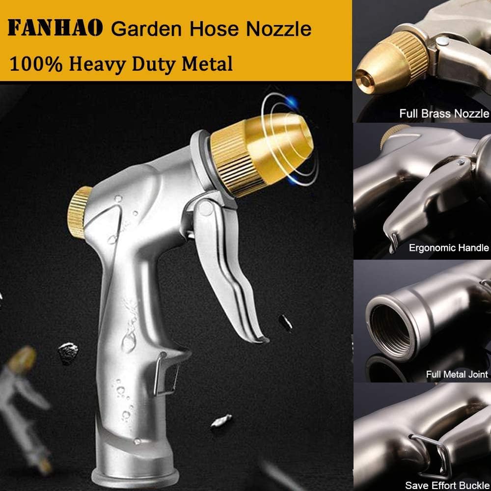 All-Metal 4-Pattern Garden Hose Nozzle with Trigger Lock - Field & Nook