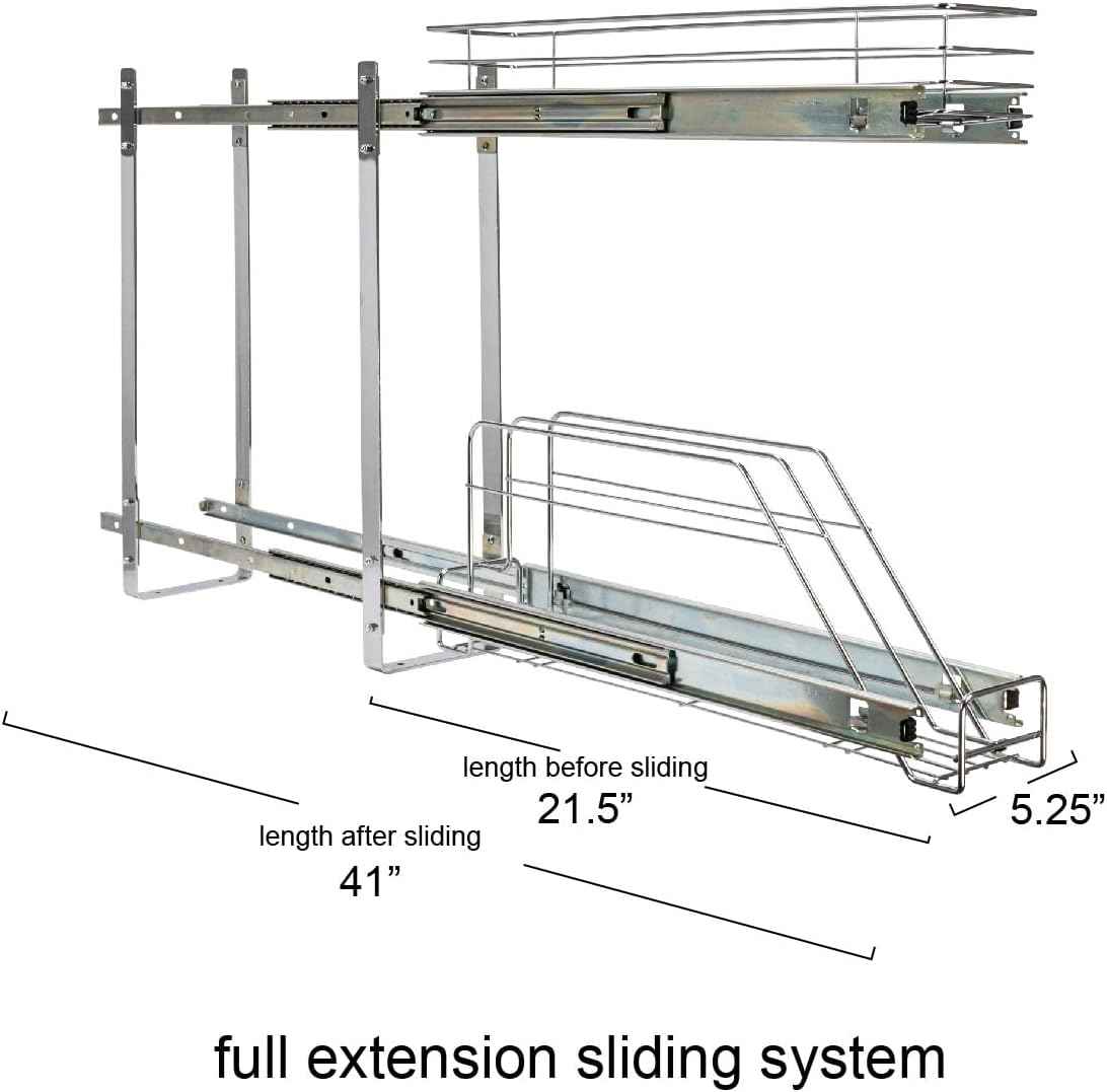 Household Essentials Glidez 2-Tier Pull-Out Organizer, Chrome
