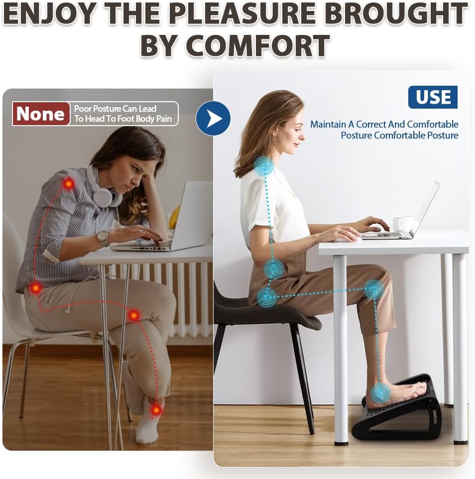 6-Level Adjustable Footrest with Massage Roller - Field & Nook