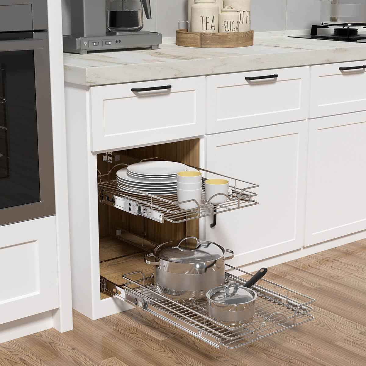 OCG 2-Tier Pull-Out Cabinet Organizer, 12.5" W x 21" D