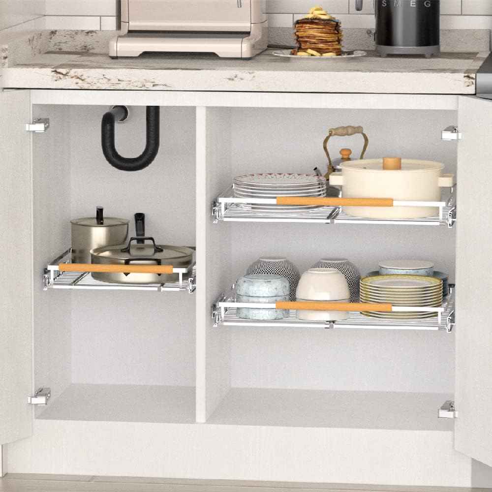 Large Pull Out Kitchen Cabinet Organizer, 22.7''-39.8''Width, Heavy
