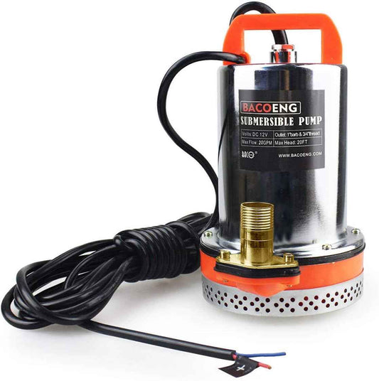 BACOENG 12V DC Farm & Ranch Solar Water Pump Submersible Well Pump 20FT Lift