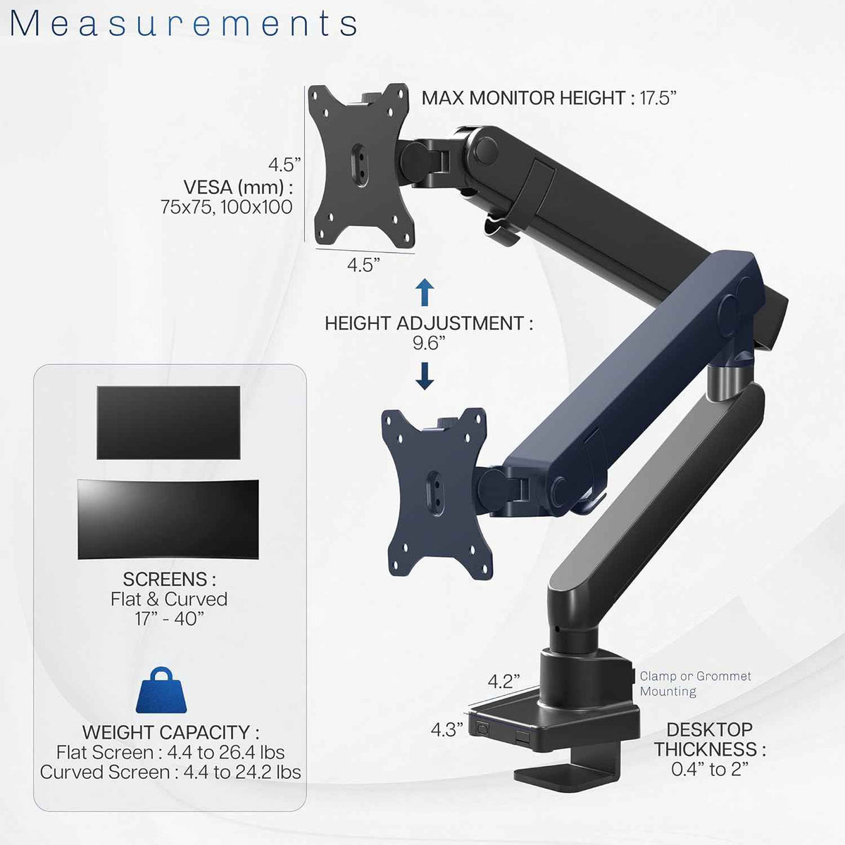 VIVO Premium Aluminum Full Motion Single Ultrawide Monitor Desk Mount Stand with Lift Engine Arm, Fits Screens up to 40 inches, STAND-V101BB