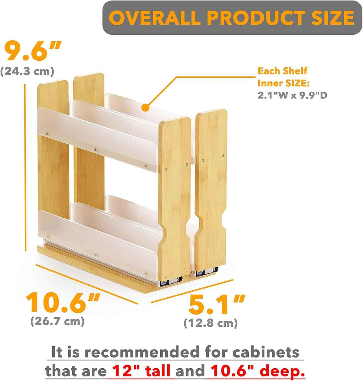 SpaceAid Bamboo Pull Out Spice Rack Organizer, Natural