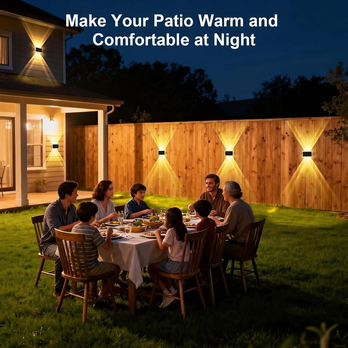 AUDLES Solar Fence Lights Outdoor, New Up Down Lighting Fence Lights Solar Powered with 3 Modes 3000K/4000K/6000K, IP65 Waterproof Solar Wall Light for Backyard Wall Pathway Deck Patio Decor - 8 Pack