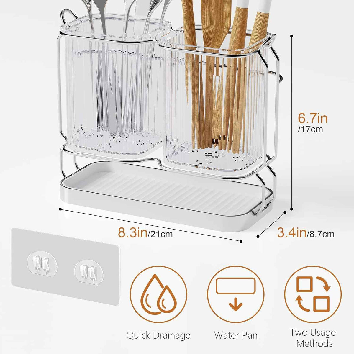 Kitchen Utensil Holder, 6.7", Silver