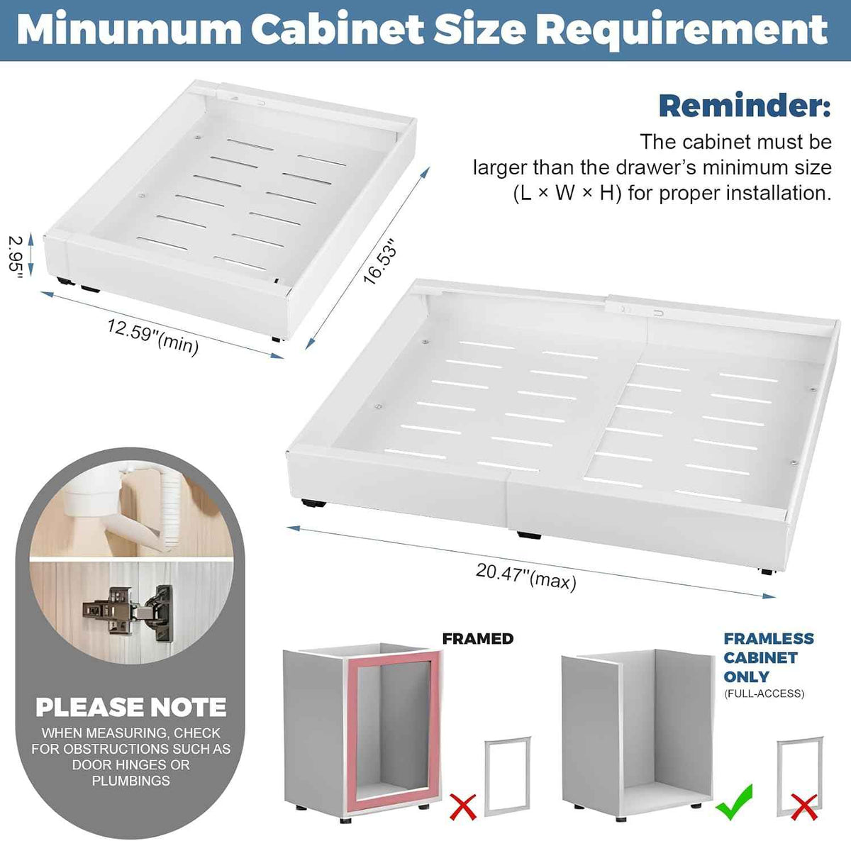 Pull-Out Cabinet Organizer, 2-Pack, White