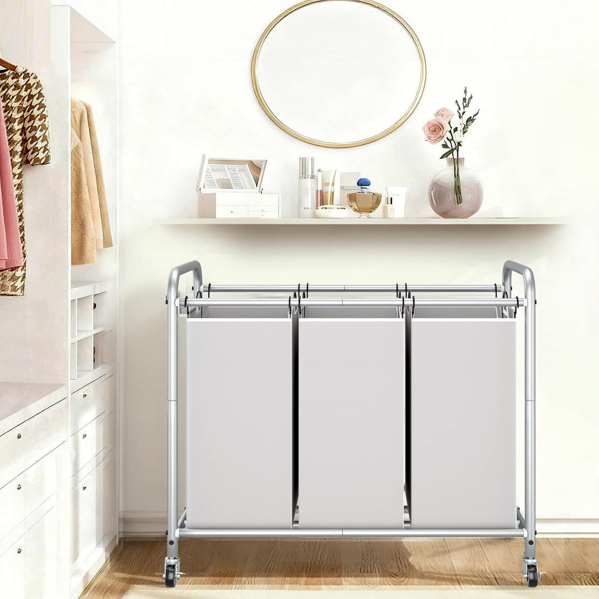 135L Heavy-Duty 3-Bag Rolling Laundry Sorter - Field & Nook