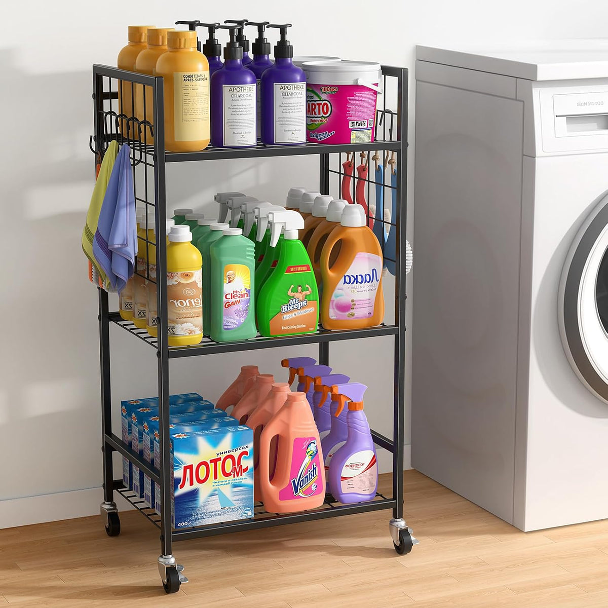 Laundry Room Shelves Cart Bathroom Storage Organizer Rack - Field & Nook