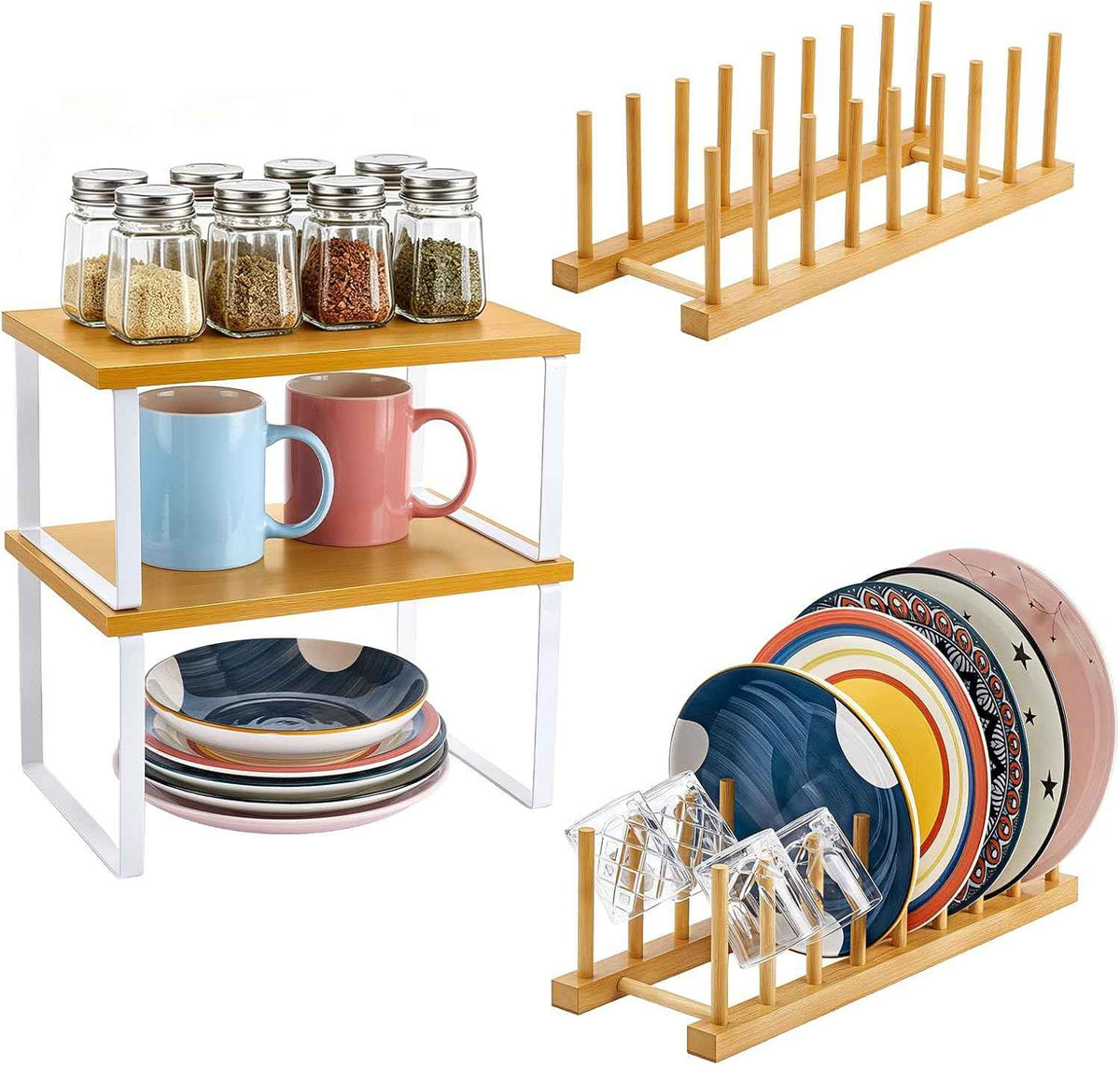 4PCS Bamboo Kitchen Cabinet Organizer Set