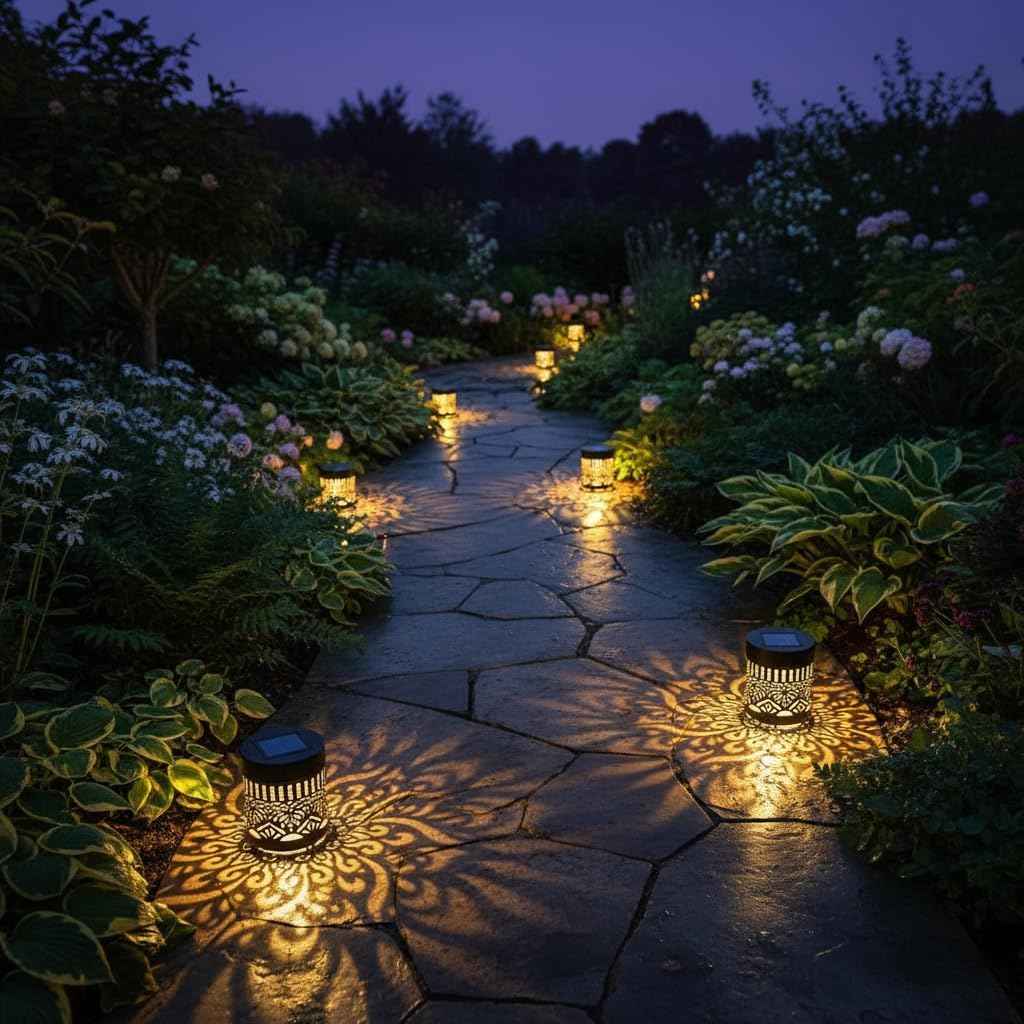 2026 Upgrade Solar Mandala Lights Outdoor, Waterproof Metal Solar Powered Deck Step Lights, Decorative LED Fence Post Wall Lanterns for Patio Garden Backyard Stairway Decor, Warm White-1pcs