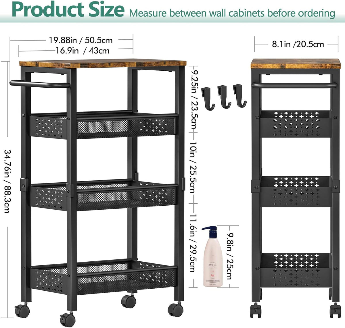 Vivihomety 4-Tier Laundry Utility Rolling Cart with Wheels - Field & Nook