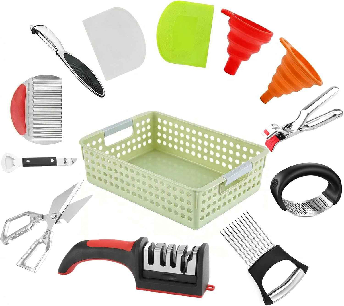 13-Piece Kitchen Gadget Set with Storage Basket