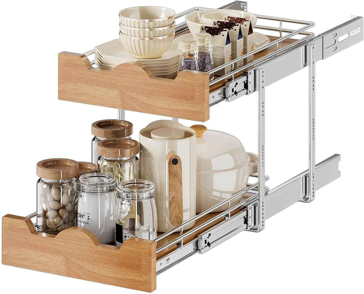 OCG Pull Out Cabinet Organizer, 2-Tier, 14" W x 21" D