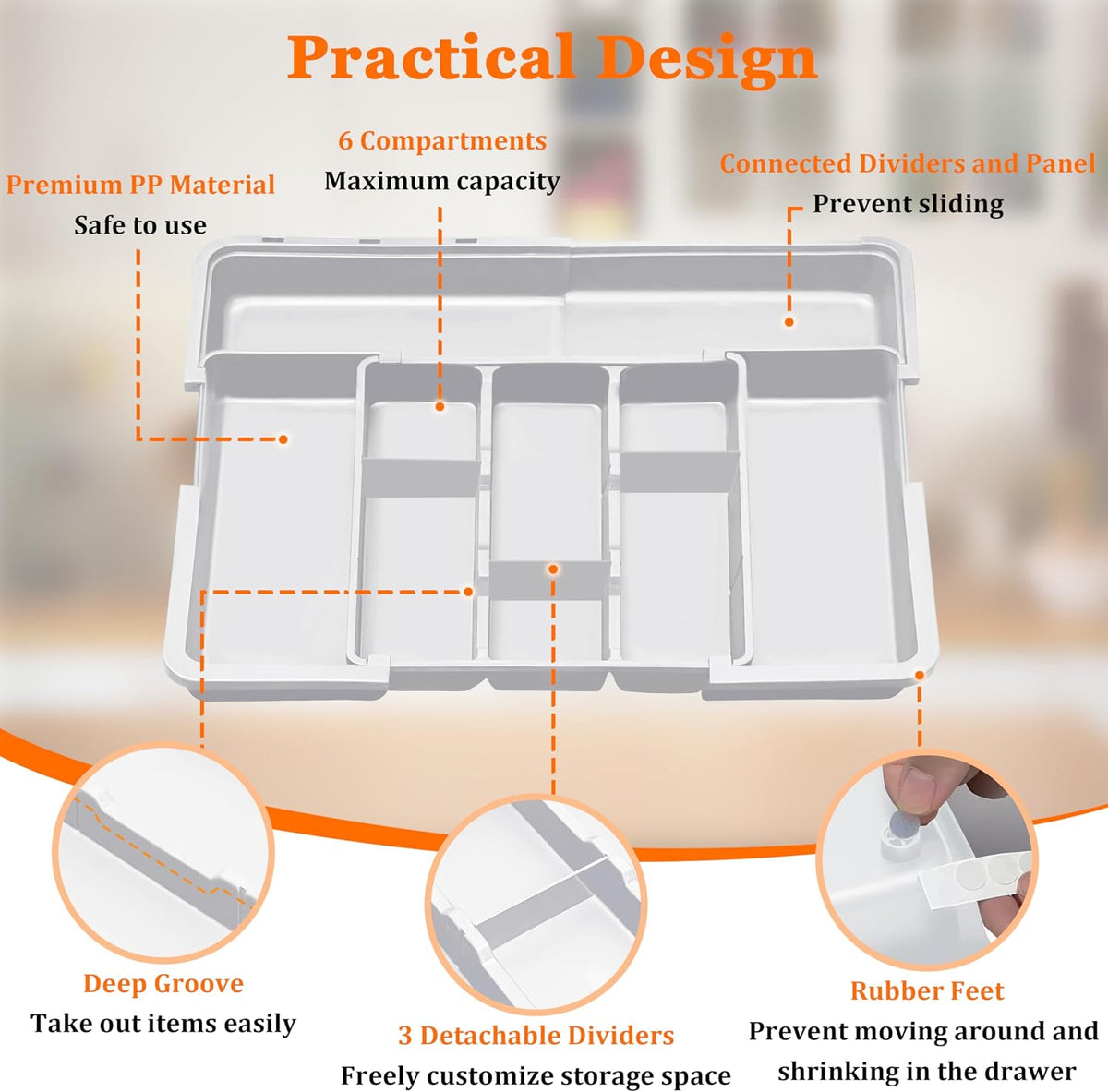 Large Expandable Utensil Drawer Organizer | Adjustable 13"–22" | BPA-Free Plastic
