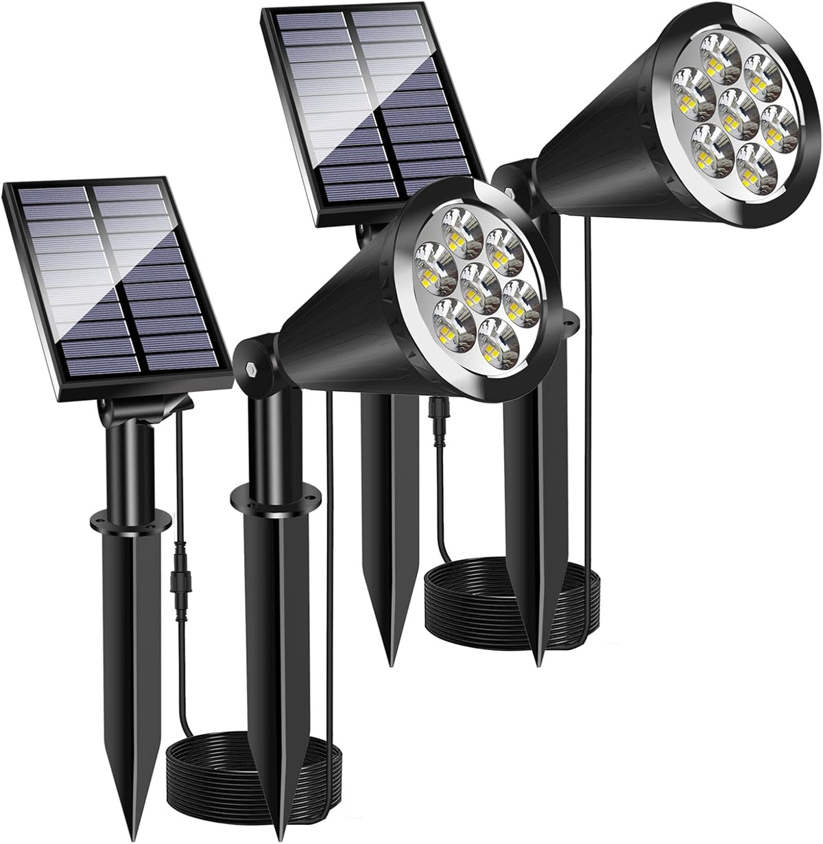 MEIHONG Solar Spot Lights for Outside, Waterproof Solar Spot Lights Dusk to Dawn, Solar Landscape Lights Solar Powered Lights for Garden Porch Walkway Patio (2 Pack)