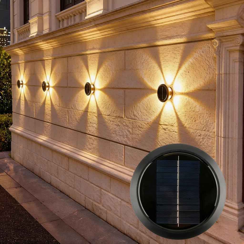Solar Lights, Ambiance Lights,wall Light, Decorative Light Downlights Dusk to Dawn Solar Wall Light Outdoor IP65 Waterproof for Backyard Walls, Hotels, Staircases,Park Floors 1pcs (Warm)