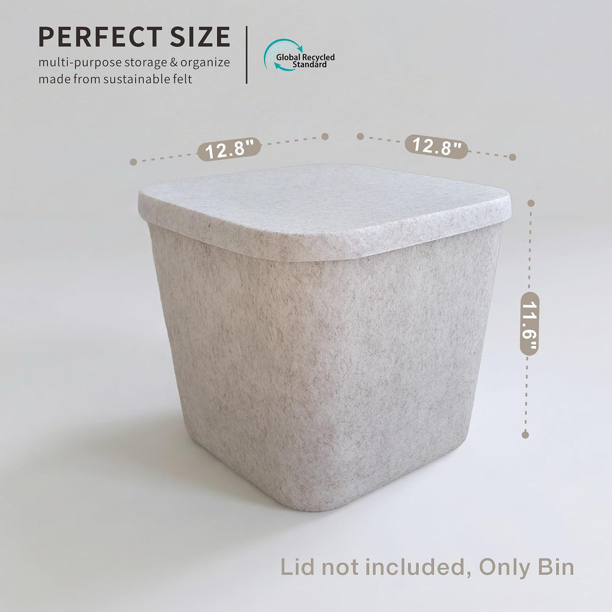 Hide Storage Felt bin basket container, Add lid for Toys Pet Books Clothes throw blanket clutter-free Closet Bathroom Pantry Kitchen (Cubic bin, Oatmeal) - Field & Nook