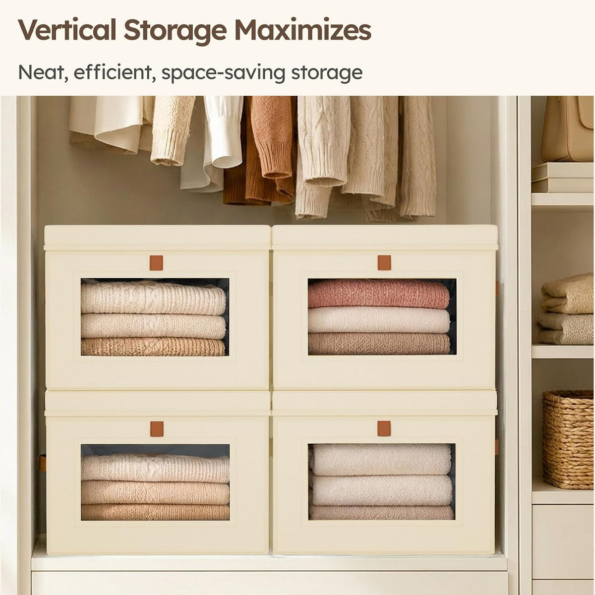 Storage Bins with Lids – Front Opening Storage Box with Clear Window & Handles - Field & Nook