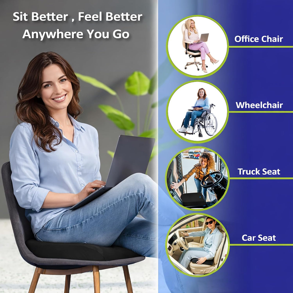 Memory Foam Pressure Relief Seat Cushion with Extra Cover - Field & Nook