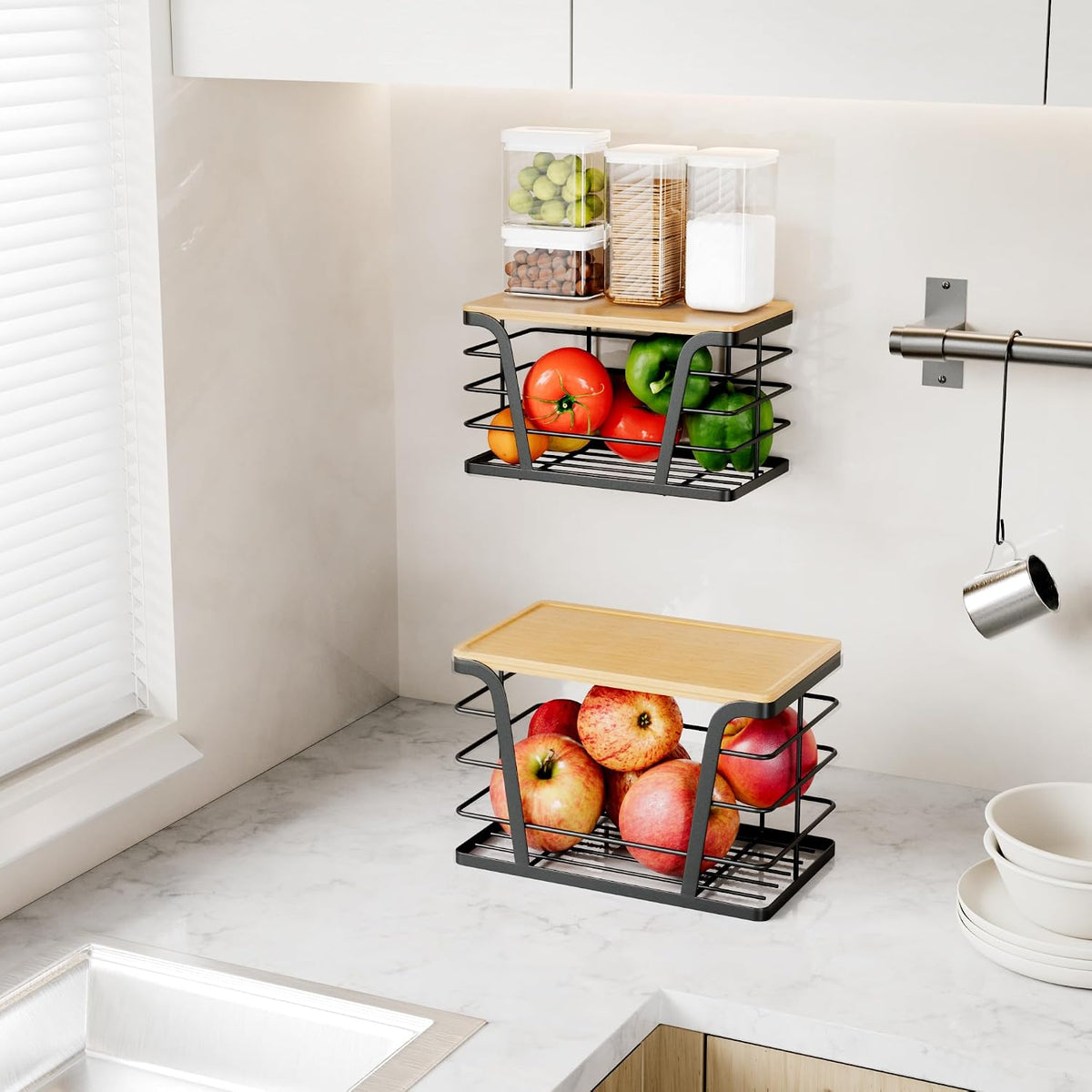 TIDIIABODE 2-Pack Stackable Storage Laundry Kitchen Organizers - Field & Nook
