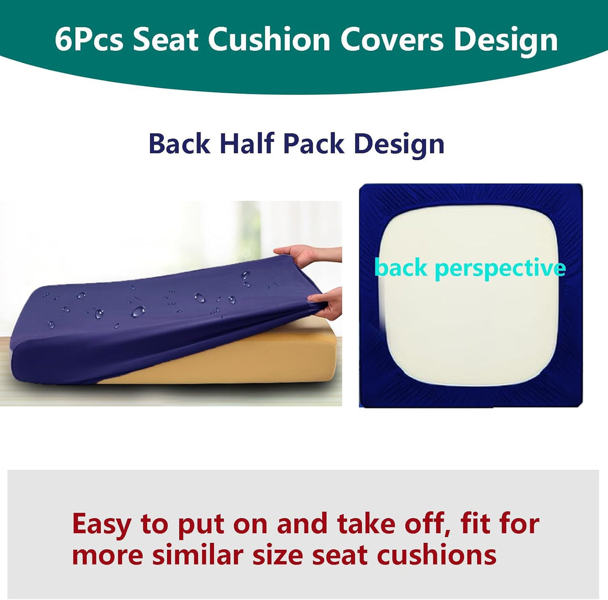 Outdoor Cushion Covers Replacement 14 Pcs, Blue | Patio Cushion Covers fit for 7Pieces 6-Seater Wicker Rattan Sectional Couch Sofa Outdoor Cushion Slipcovers Set