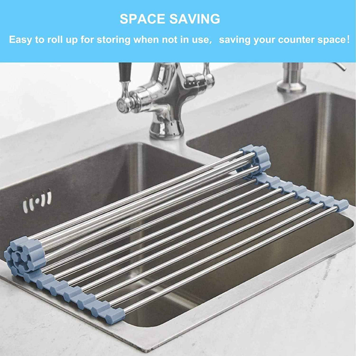Seropy Stainless Steel Roll Up Dish Drying Rack, 17.5x11.8