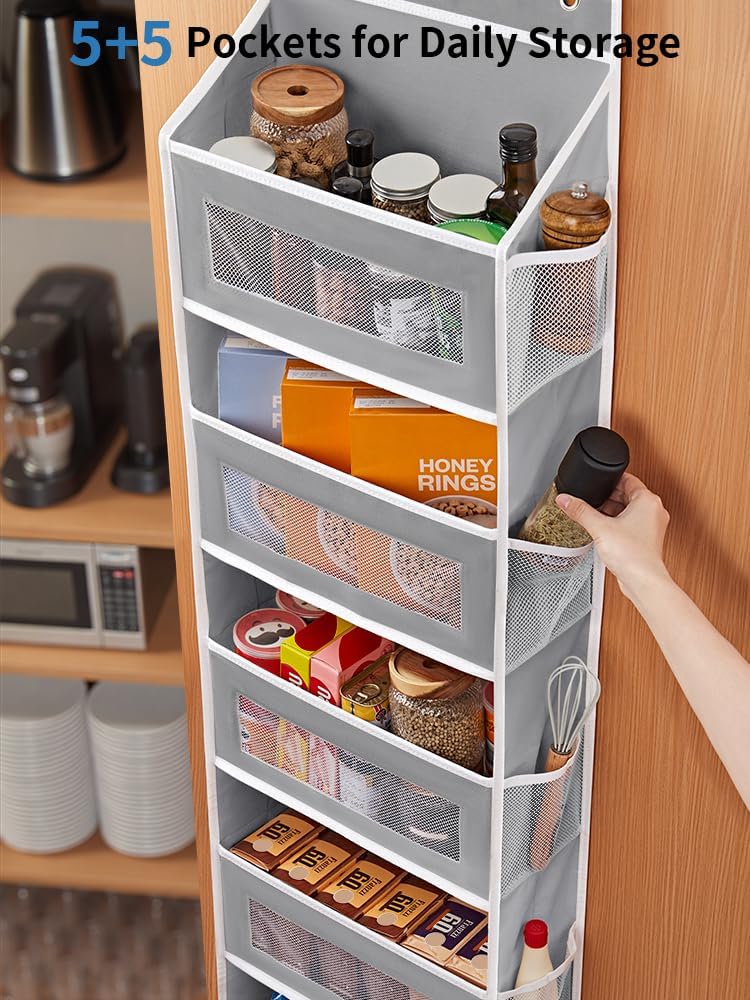 Over the Door Organizer for Bedroom – 5 Shelf Grey - Field & Nook