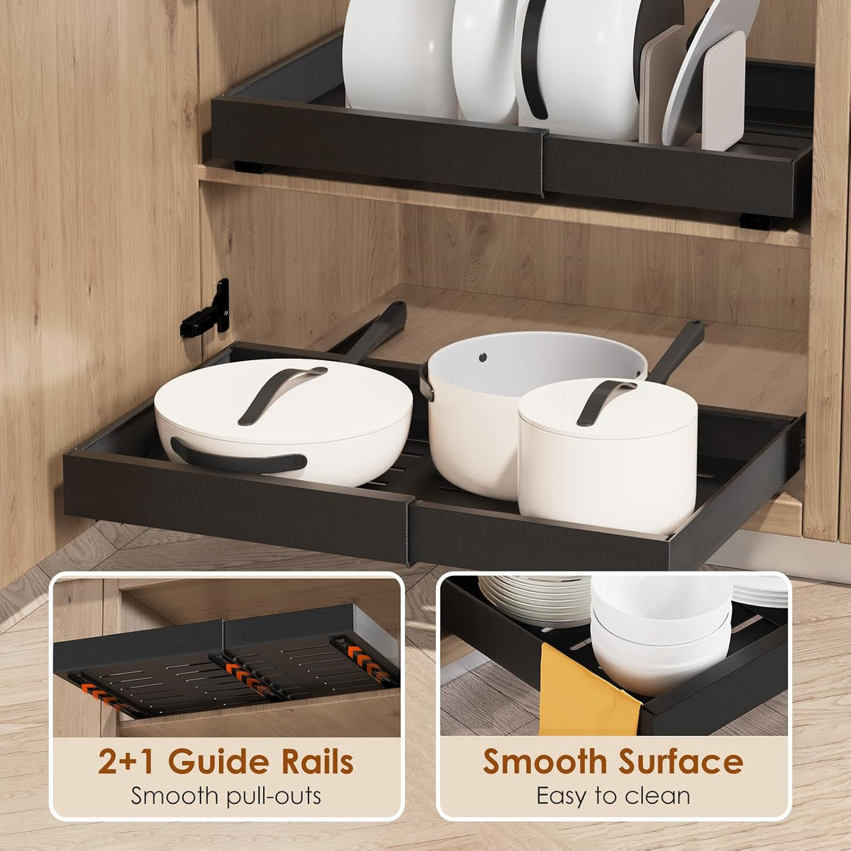 Expandable Pull-Out Cabinet Organizer, 16.5" Deep, 12.6"-20.5" W