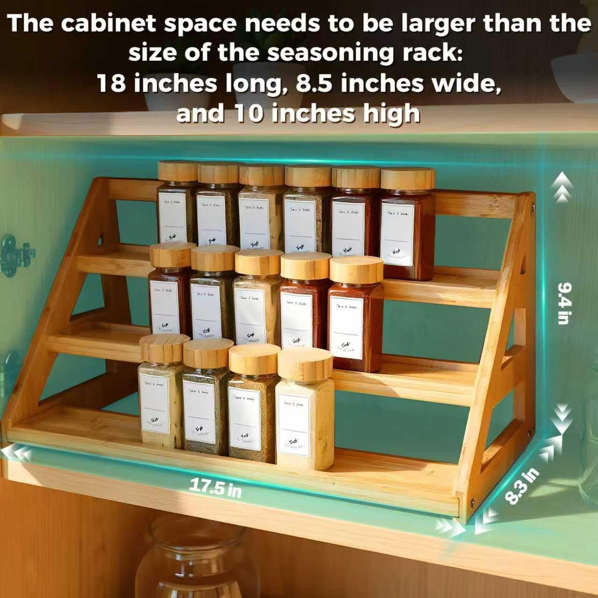 Spice Rack, Spice Organizer -3 Tier Bamboo Spice Racks, Solution for Spice Storage in Kitchens, Countertops，Storage Rooms and Other Places - Field & Nook