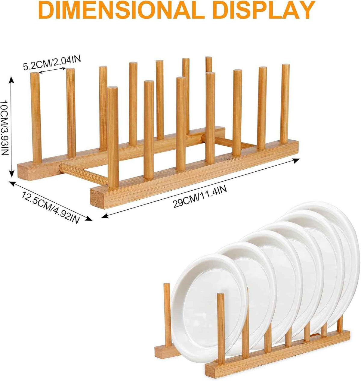 SAMEBUTECO Bamboo Dish Rack Stand, 2 Packs