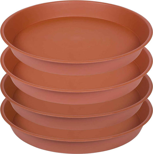 4 Pack of 18 19 inch Plant Saucer, Deep Heavy Duty Plastic Saucer 18" Round, Plant Tray for Pots, Plant Saucers for Indoors, Plant Trays for Planter 17-20" (19 inch, Terracotta)