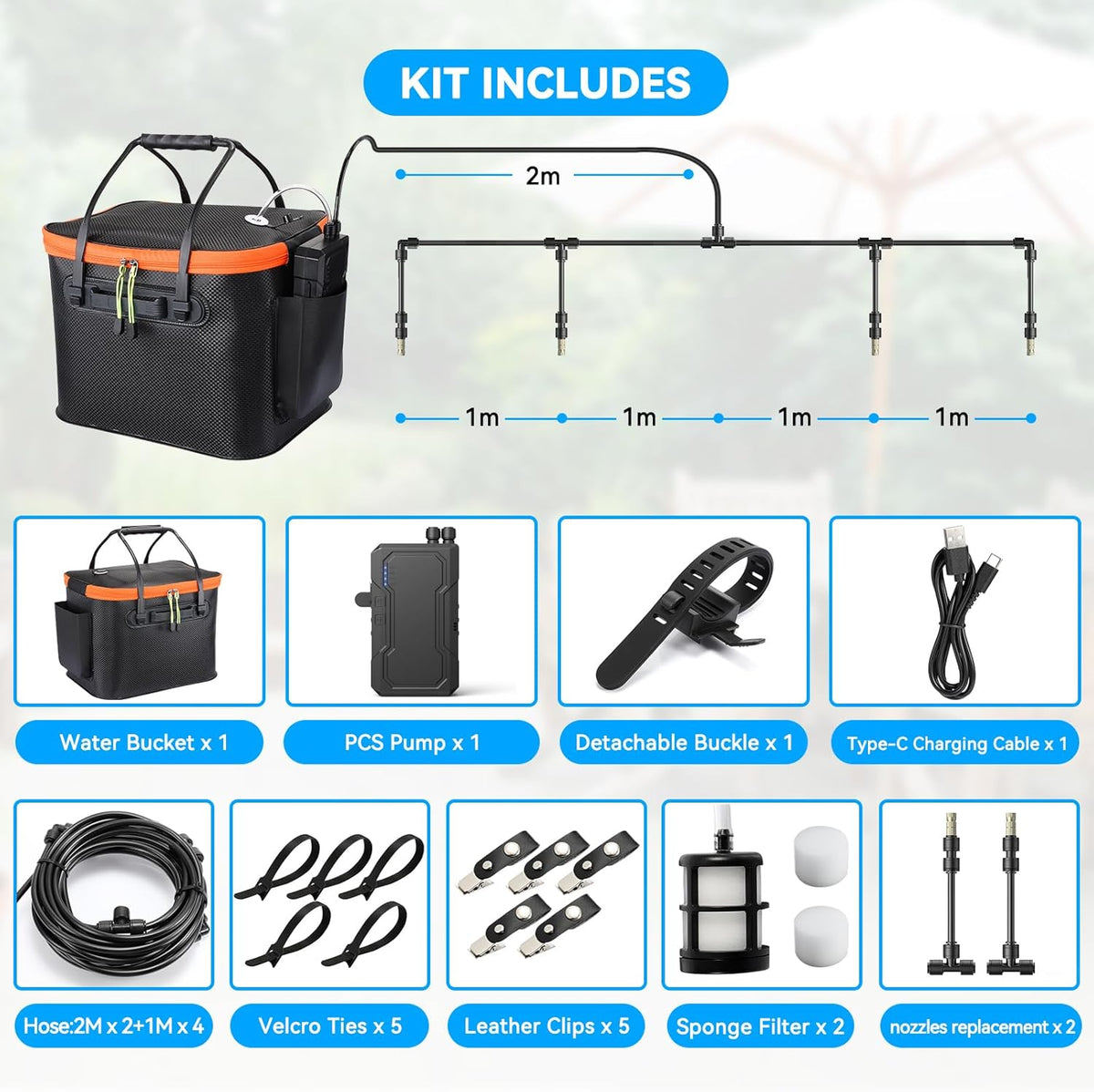 Portable Outdoor Misting System – 20 L Tank, 26 ft Hose