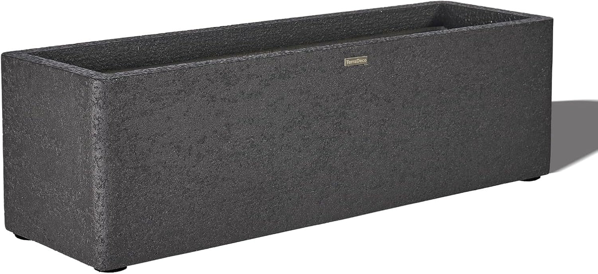 31 Inch Rectangular Concrete Planter,Durable All-Weather Use with Drainage Holes,Large Rectangular Planter for Outdoor Indoor Plants