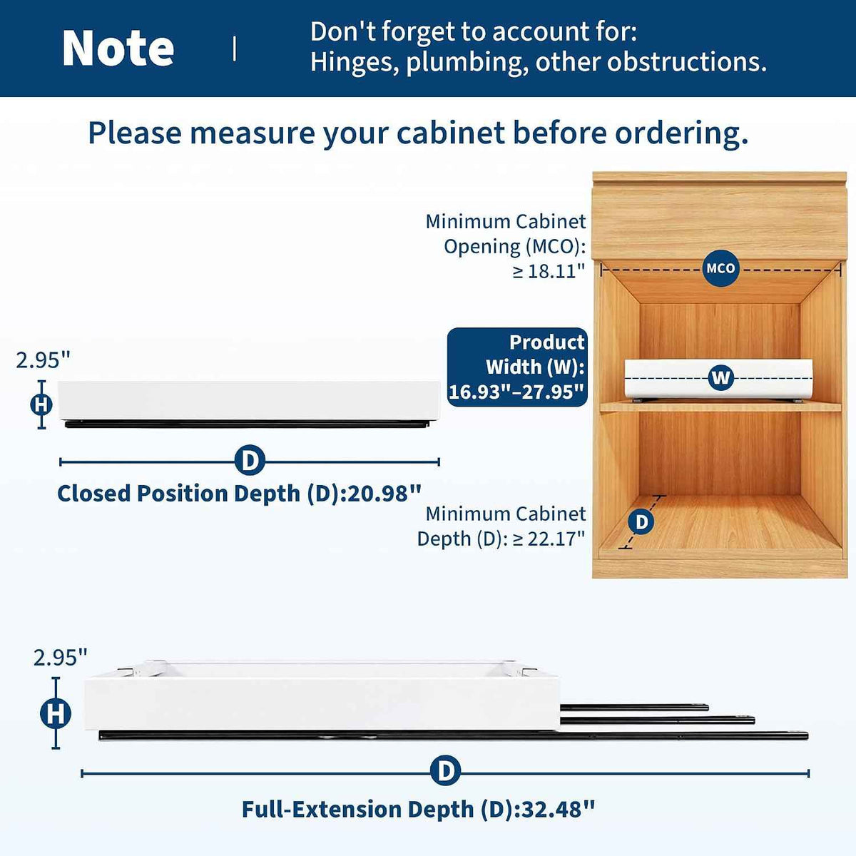 Garvee 2 Pack Pull Out Cabinet Organizers, Expandable 16.93"-27.95"