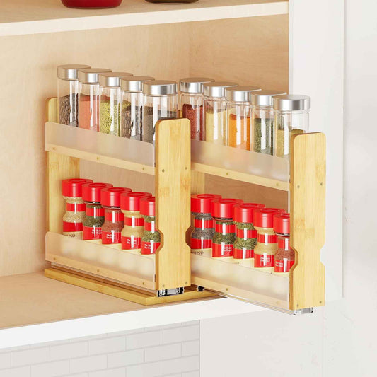 SpaceAid Bamboo Pull Out Spice Rack Organizer, Natural