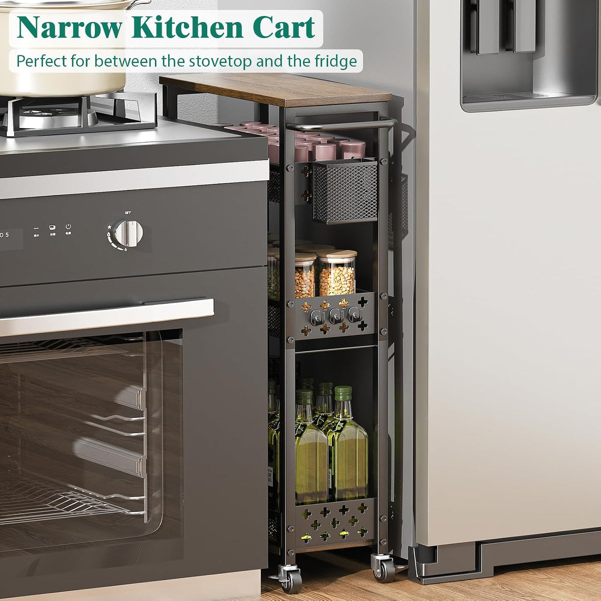 Slim Storage Cart – 4-Tier Laundry Room Organizer for Small Space - Field & Nook