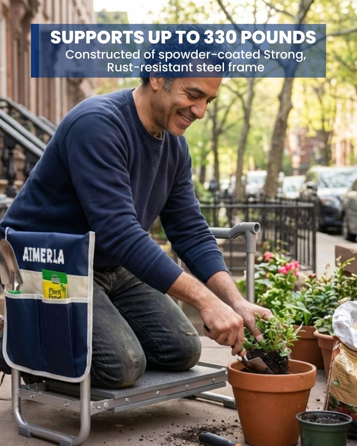 Heavy-Duty Folding Garden Kneeler with Wide Tool Bag - Field & Nook