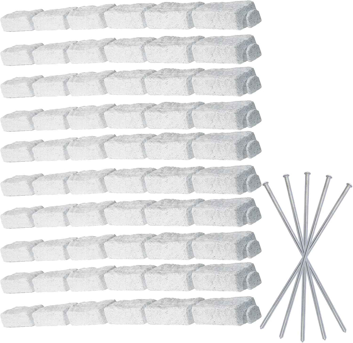 Beuta Landscape Edging | Garden Edging Border | Faux Stone Bricks for Lawn edging, Flower beds, Pathways & Yard Edging– 10 Packs | Each Section Has 6 Bricks 48"L x 4"W x 2.25"H | 30 Spikes |Limewash