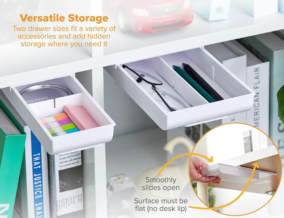 Bostitch Konnect Under Desk Drawer, Self-Adhesive Slide Out Storage Organizer with 4 Customizable Dividers, 2-Pack - Field & Nook