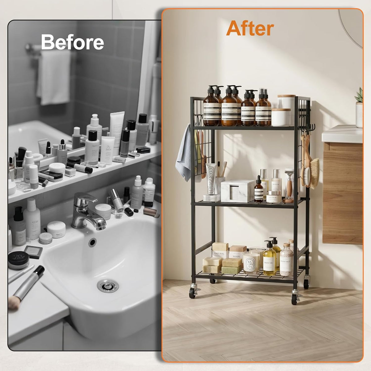 Laundry Room Shelves Cart Bathroom Storage Organizer Rack - Field & Nook