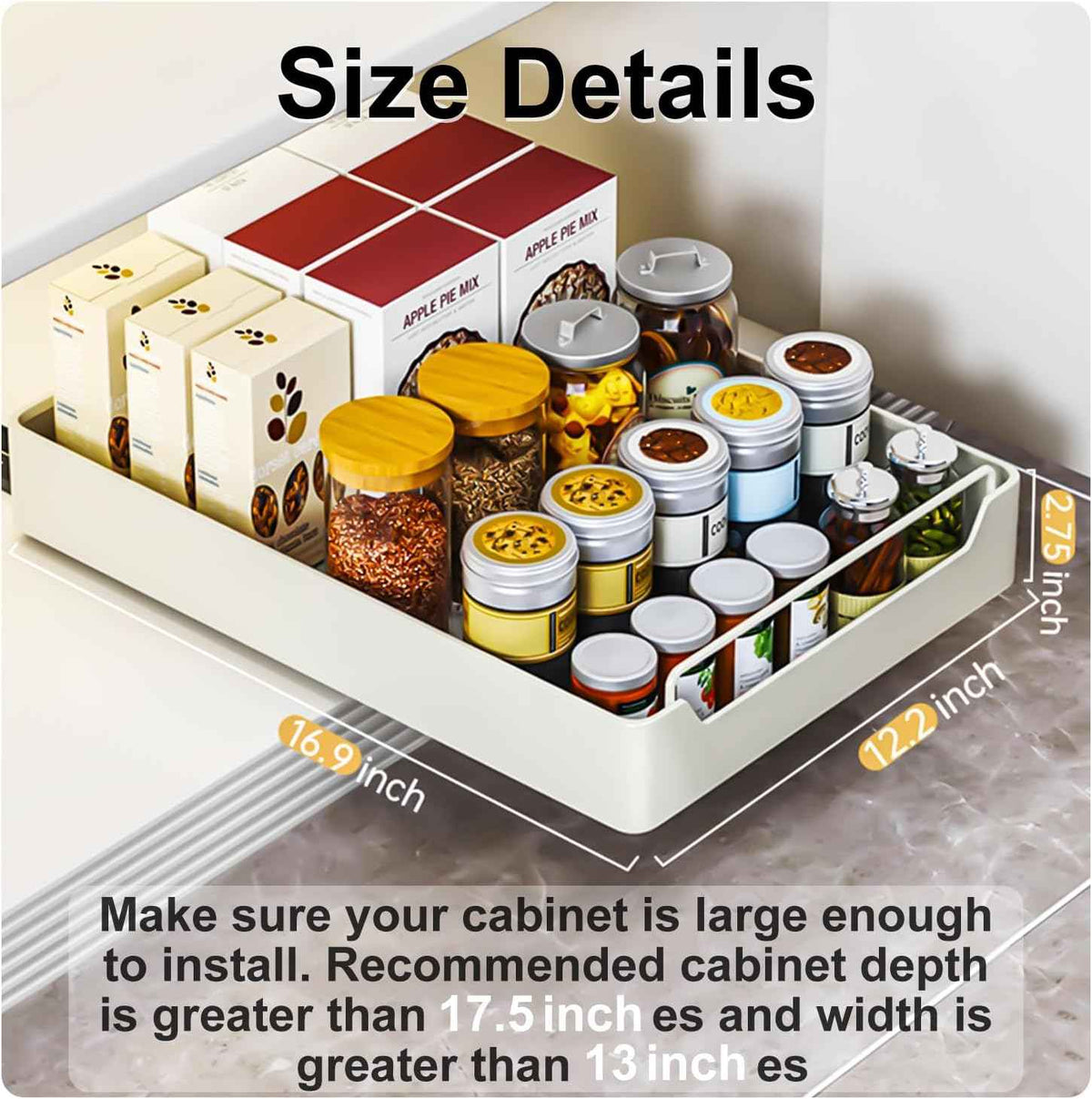 Pull Out Cabinet Organizer Fixed with Adhesive Nano Film, Heavy Duty