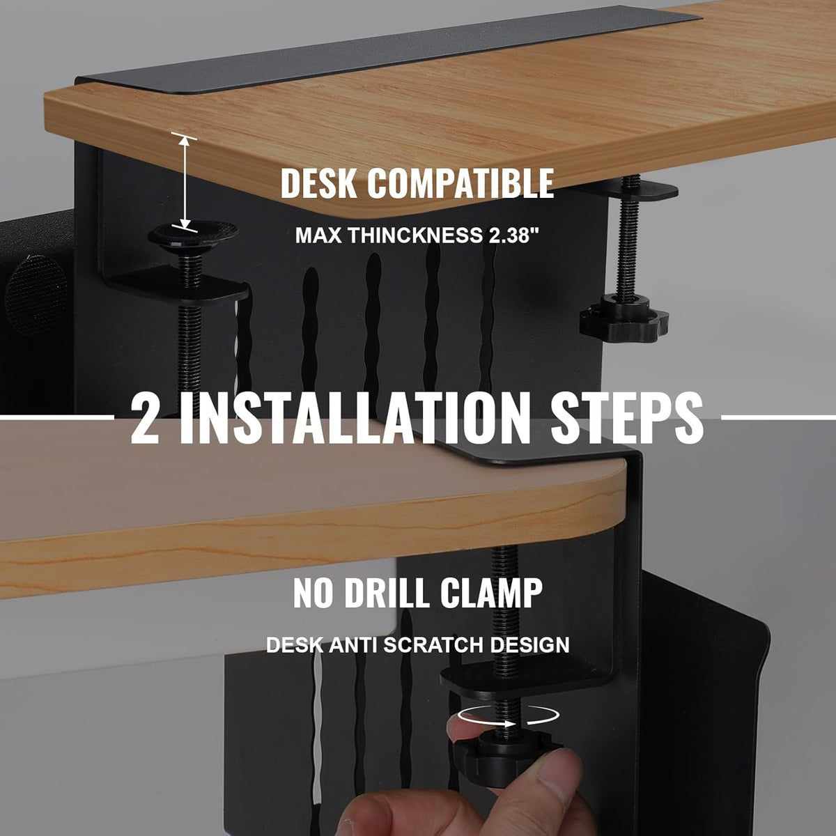 Desk Side Storage, Under Desk Hanging Storage | Standing Desk Organizer with Magnetic Pen Slot, No Drill Clamp to 0.5-2.38" Desks, 22 Lbs Carbon Steel (White) - Field & Nook