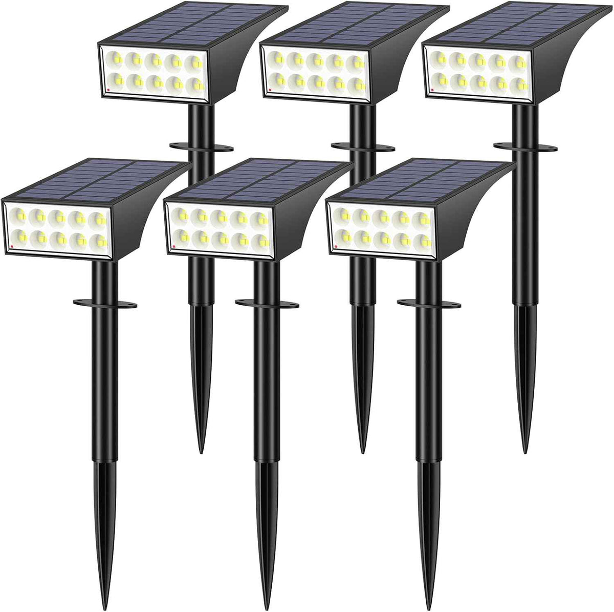 Solar Spot Lights Outdoor, Solar Lights Outdoor Waterproof IP65, 4 Brightness Modes Dusk to Dawn Landscape Spotlights for Yard Garden Pathway Porch Tree House Decoration, Cool White, 6 Pack